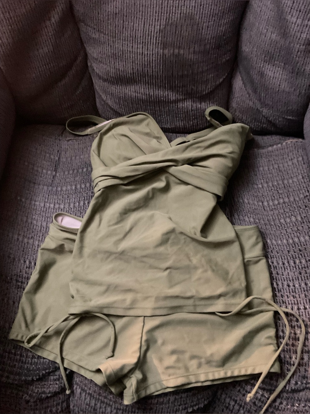 Womens olive  Green Two-Piece Swim Set size large